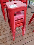 (4) Red Metal Bar Stools
