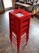 (4) Red Metal Bar Stools