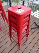 (4) Red Metal Bar Stools