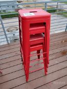 (4) Red Metal Bar Stools