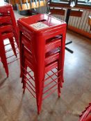 (4) Red Metal Bar Stools