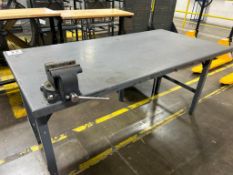Metal Industrial Worktable w/ Wilton Vice w/ Small Shelf