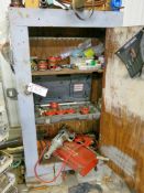 Single Door Wooden Cabinet w/ Contents