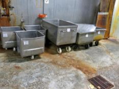 (6) Stainless Steel Castered Totes, Various Sizes