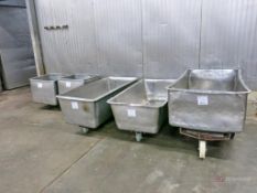 (5) Stainless Steel Castered Meat Totes and buggies