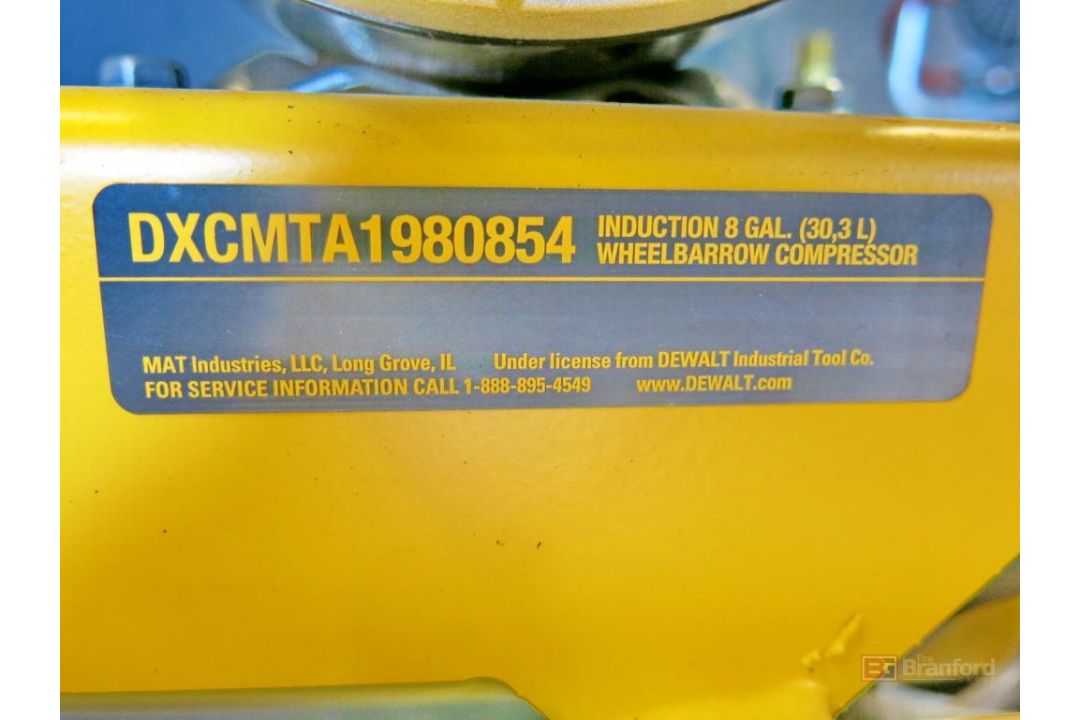 DeWalt Model DXCMTA1980854 Induction 8-Gallon Wheelbarrel Style Air Compressor, 155 Max. PSI, w/ Air - Image 4 of 5