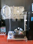 Lot of Food Grade Stainless Steel Pipe Clamps, Funnels, Stainless Steel Lookthrough Tubes, Hosing,