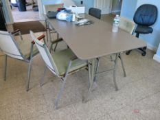 Foldable Cafeteria Table, (6) Cafeteria Chairs