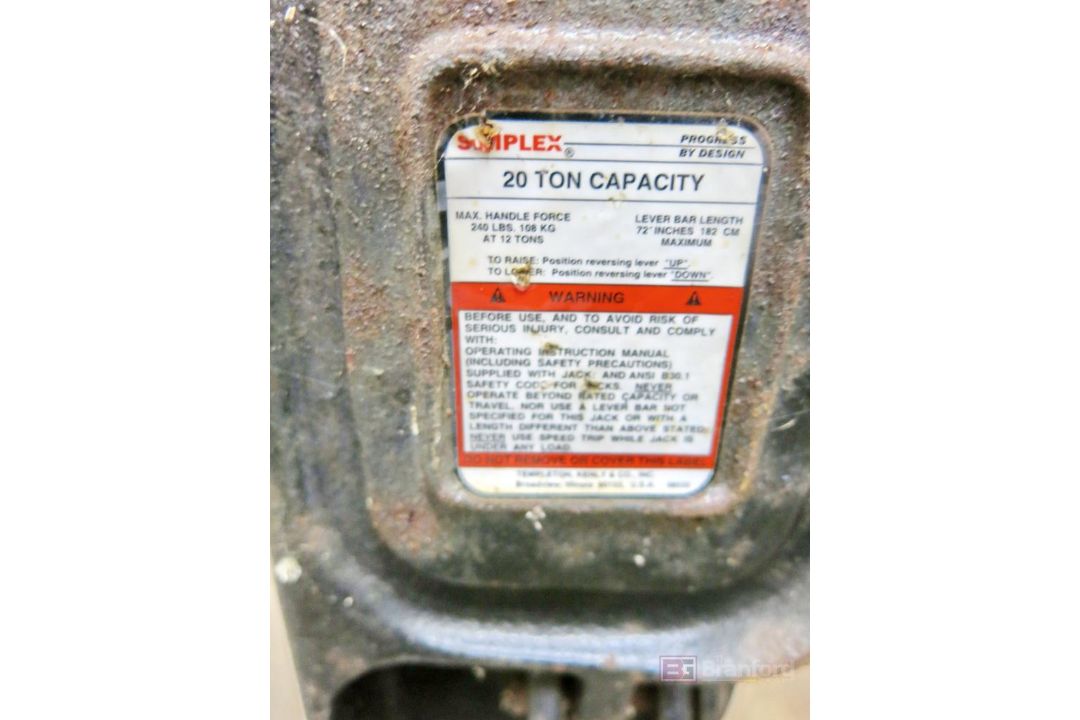 Simplex 20-Ton Cap. Tow Jack - Image 3 of 3