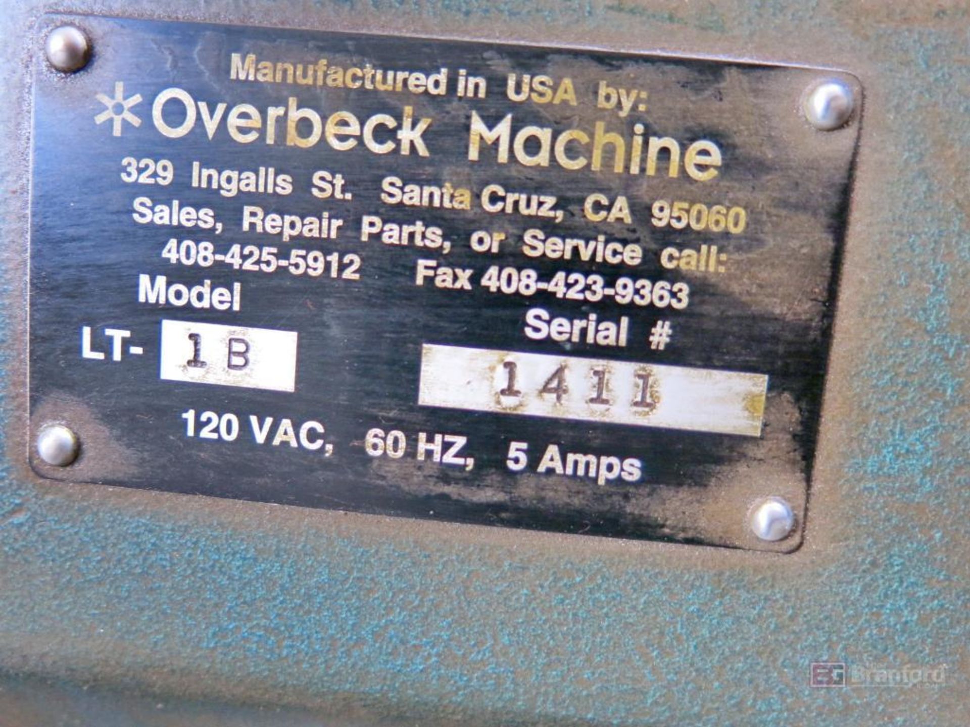 Overbeck Machine Twister Speed Lathe Model 1LT-1B - Image 4 of 4