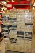 Shelving unit and contents inc valves, motores, seals, connectors, motors, etc