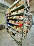 Shelving unit and contents including large qty of Bearings