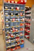 Shelving unit and contents inc screws, couplings, cylinders, etc