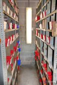 Shelving unit and contents inc couplings, bushings, reudcers, fittings, valves, etc
