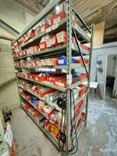 Shelving unit and contents inc sensors, cylinders, valves, chains, bolts, etc