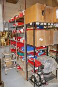 Shelving unit and contents inc Bearings, filters, bushing assemblies, sprockets, etc