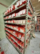 Shelving unit and contents inc clamps, reducers, switches, relays, etc