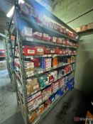 Shelving unit and contents including large qty of Bearings