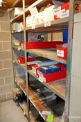 Shelving unit and contents inc Bearings, fittings, nozzles, pumps, filters, etc