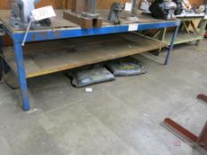 Heavy Duty Steel Base Wood Top Work Bench, Butcher Block Top Work Bench