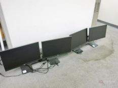 (2) Double Screen Monitor Stands; (4) Dell 2414hB Monitors