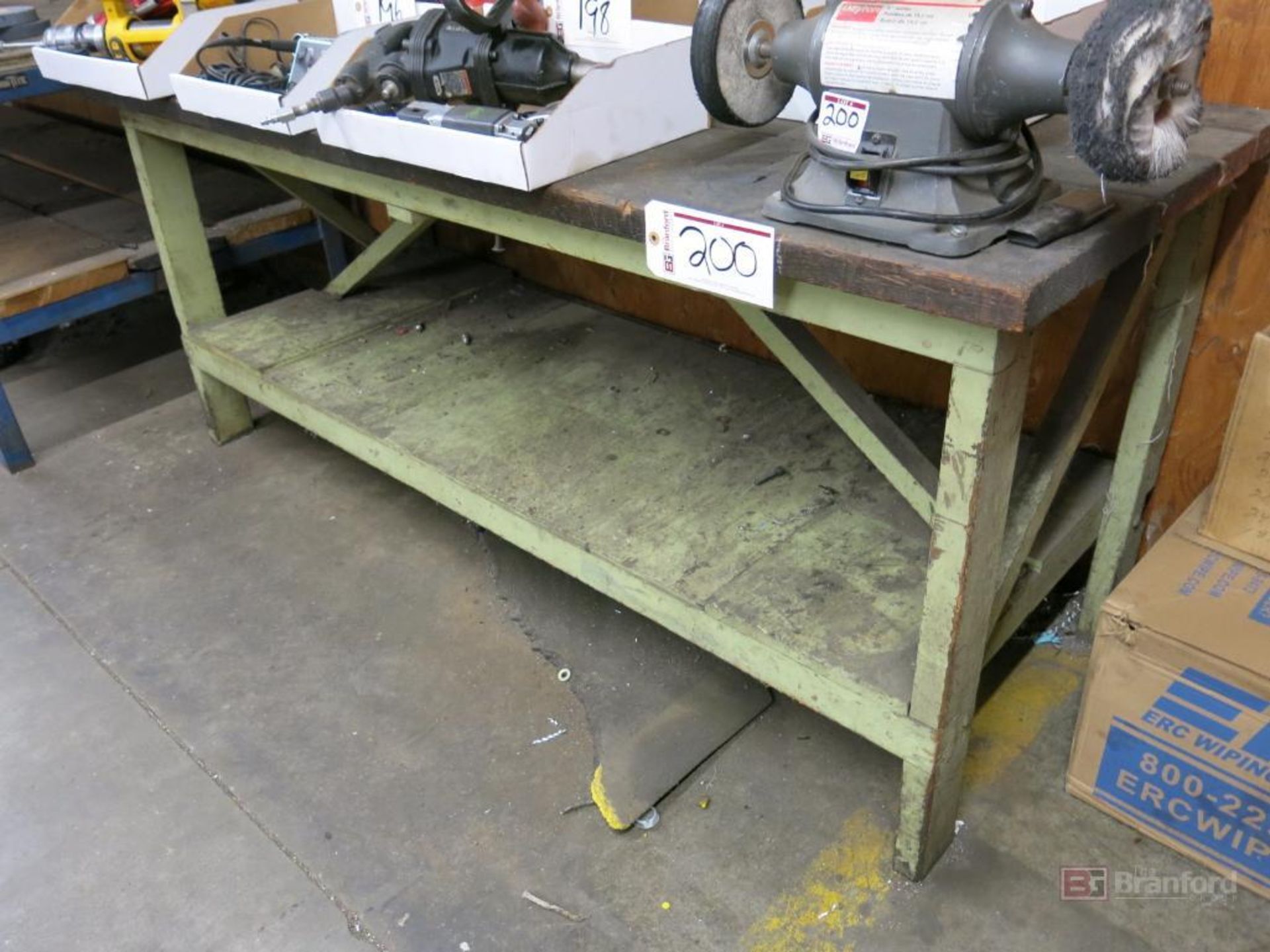 Heavy Duty Steel Base Wood Top Work Bench, Butcher Block Top Work Bench - Image 3 of 3