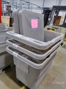 (3) Rolling Plastic Bins w/ (2) Lids