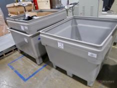 (2) Plastic Bins, (1) Stainless Steel Bin, w/ Assorted Hoses