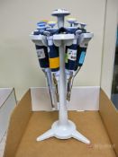 Lot of (6) Gilson Pipetman Various ML Pipettes w/ Stands