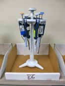 Lot of (6) Gilson Pipetman Various ML Pipettes w/ Stands