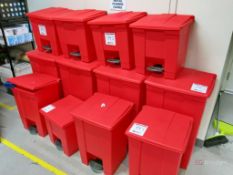 (12) Rubbermaid Red Various Size Garbage Cans