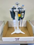 Lot of (6) Gilson Pipetman Various ML Pipettes w/ Stands