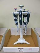 Lot of (6) Gilson Pipetman Various ML Pipettes w/ Stands