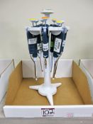 Lot of (6) Gilson Pipetman Various ML Pipettes w/ Stands