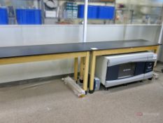 (2) Wood Base Lab Topped Lab Work Benches w/ 28