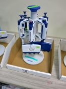Lot of (6) Rainin Pipettes Lite XLS Various ML w/ Eppendorf Stand