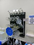 Contents of Glassware on (5) Wall Mount Glassware Racks