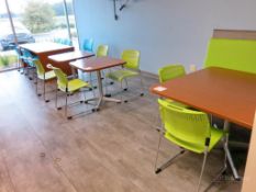 (4) Cafeteria Tables w/ (12) Cafeteria Style Stackable Chairs, (3) Lockers
