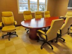10' Conference Table, w/ [8] high back leather chairs