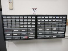 (2) Wall Mount Small Parts Bins, Lockable 2-Door Wall Mount Shelving Unit