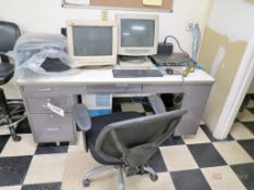 Desk, w/ PC, HP Laserjet 400 Printer