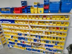 Aluminum Shelving w/ assorted hardware, rods & totes