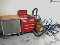 Rolling Toolboxes, w/ shop vac, paint can flippers