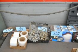 Lot-Stretch Wrap Rolls in (1) Box, Chains, Quartz Halogen Spotlight, and Manual Conduit Pipe Bender
