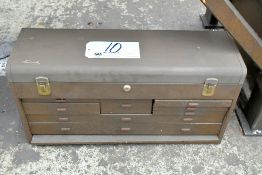 Kennedy 8-Drawer Flip Top Machinist Tool Box on Floor Under (1) Table