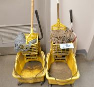 Lot-(2) Mop Buckets with Wringers and Mops