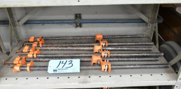 Lot-(6) Bar Clamps on (1) Shelf