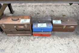 Lot-(5) Various Tool Boxes on Floor Under (1) Table