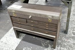 Kennedy Style 8-Drawer Flip Top Machinist Tool Box with Stand on Floor Under (1) Table