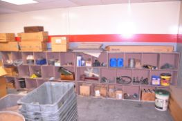 Lot-Tables, Bench, Desk, File Cabinet and Shelving in (1) Room, (Contents Not Included)